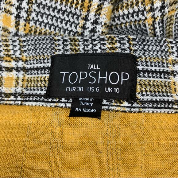 TOPSHOP Plaid Skirt Size 6 Front Zipper No Pockets Black and Yell… - Picture 6 of 7